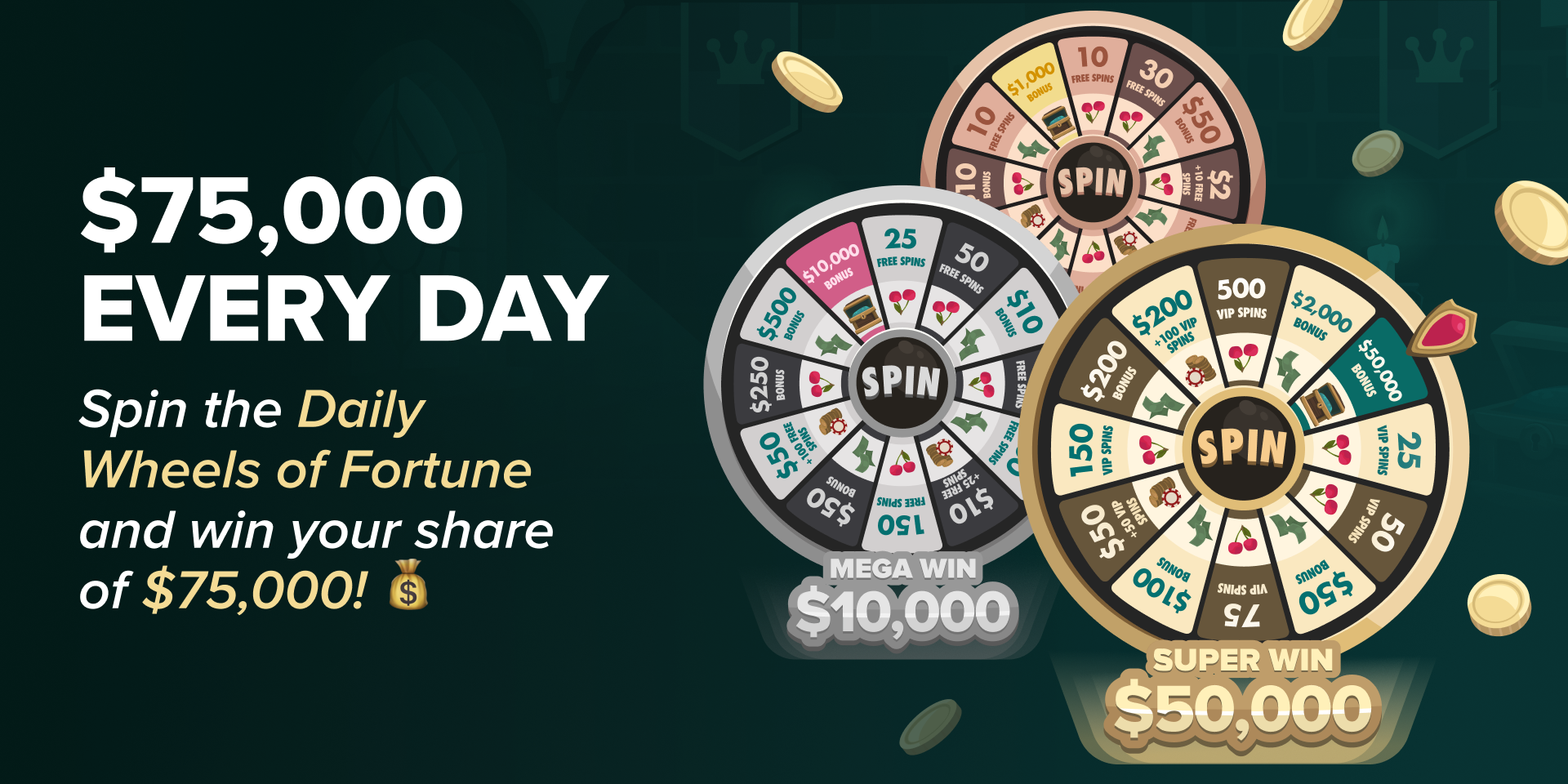 Promotion Wheels of Fortune - Win Daily Free Spins & Cash Prizes