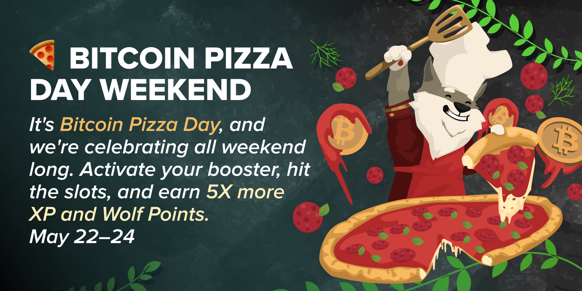 Promotion Bitcoin Pizza Day Weekend 5X Booster